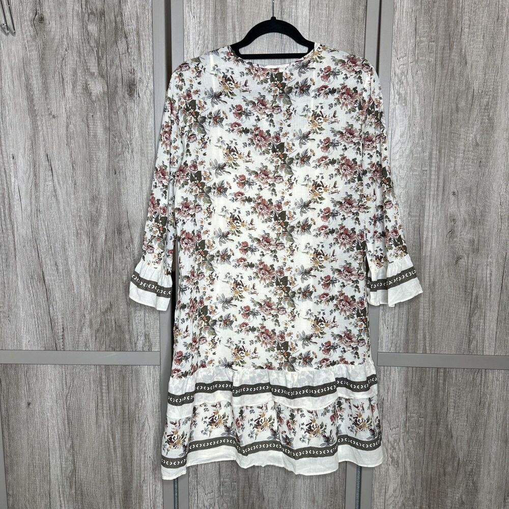 Max Studio Dress Size L Floral Romantic Cottagecore Ruffle Hem Knee Length - Picture 9 of 9